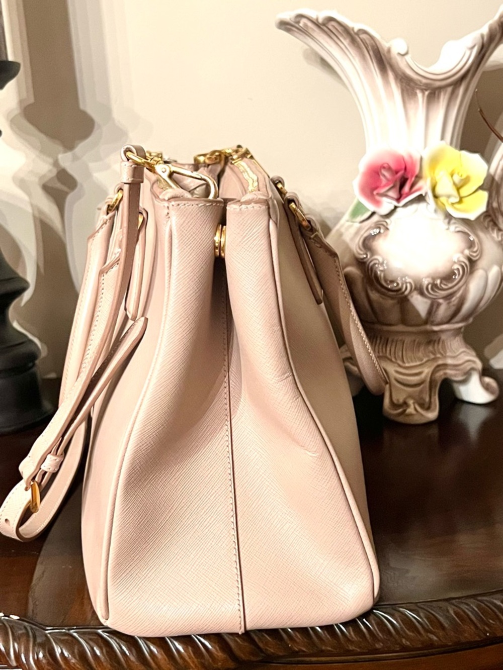 Prada Saffiano Leather Satchel in Blush Pink - Picture 3 of 16